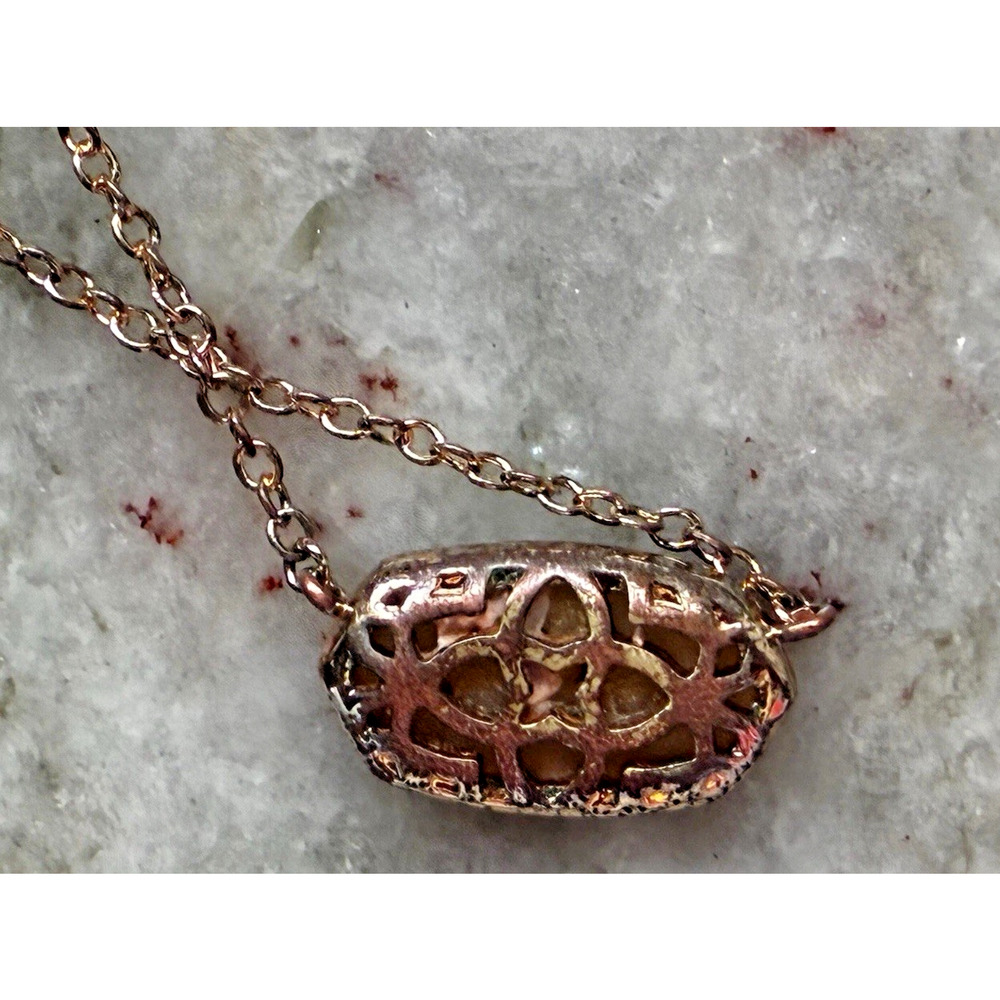 Kendra Scott Elisa Vermeil Pendant Iridescent Drusy Gold Tone Necklace w/Bag L4 - Picture 7 of 9